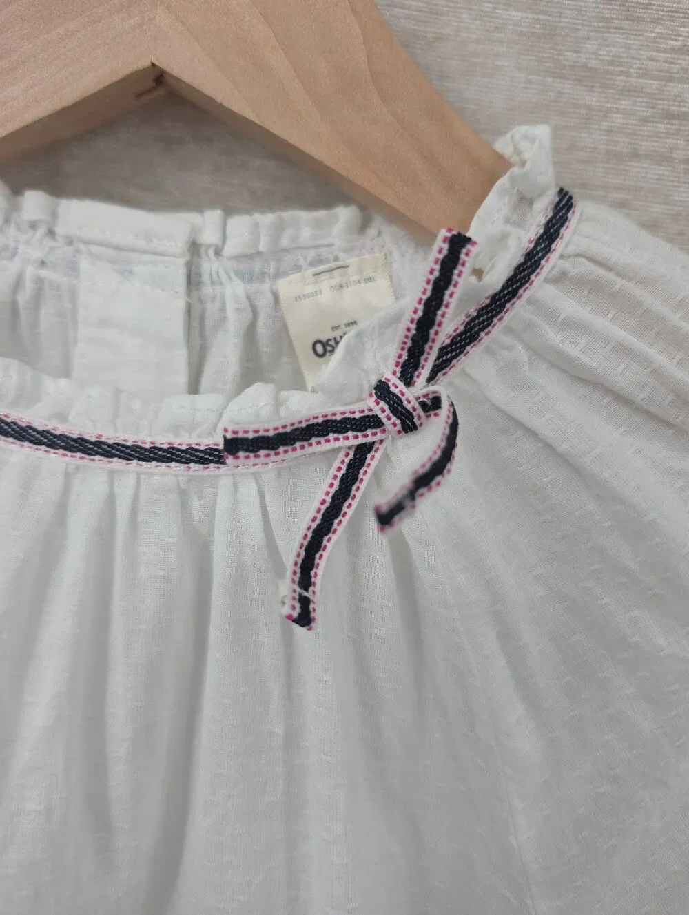 Oshkosh Girls' White Long-Sleeve Peasant Top Dress Shirt Blouse Cotton